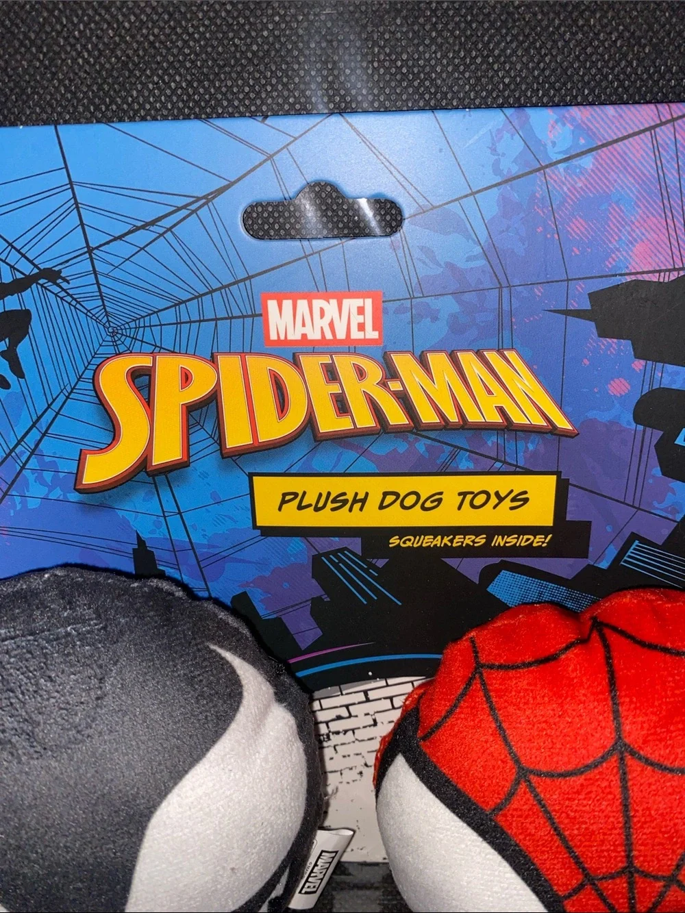 Marvel Spider-Man & Venom Plush Dog Toys - Red, Black & White